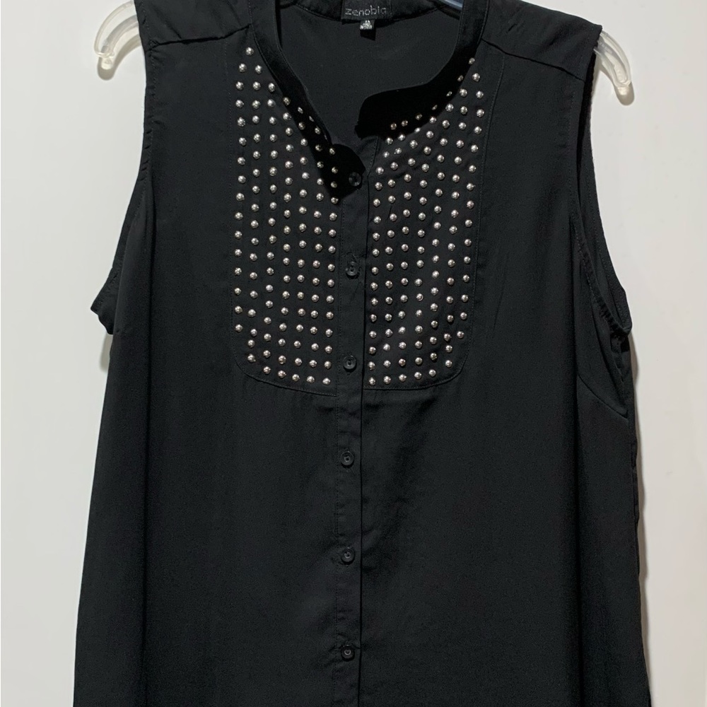 BLACK SLEEVELESS STUDED LADIES XL TOP